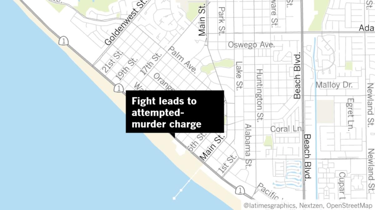A 26-year-old man is charged with attempted murder in connection with a fight that occurred Tuesday afternoon at Pacific Coast Highway and Ninth Street in Huntington Beach, according to police.