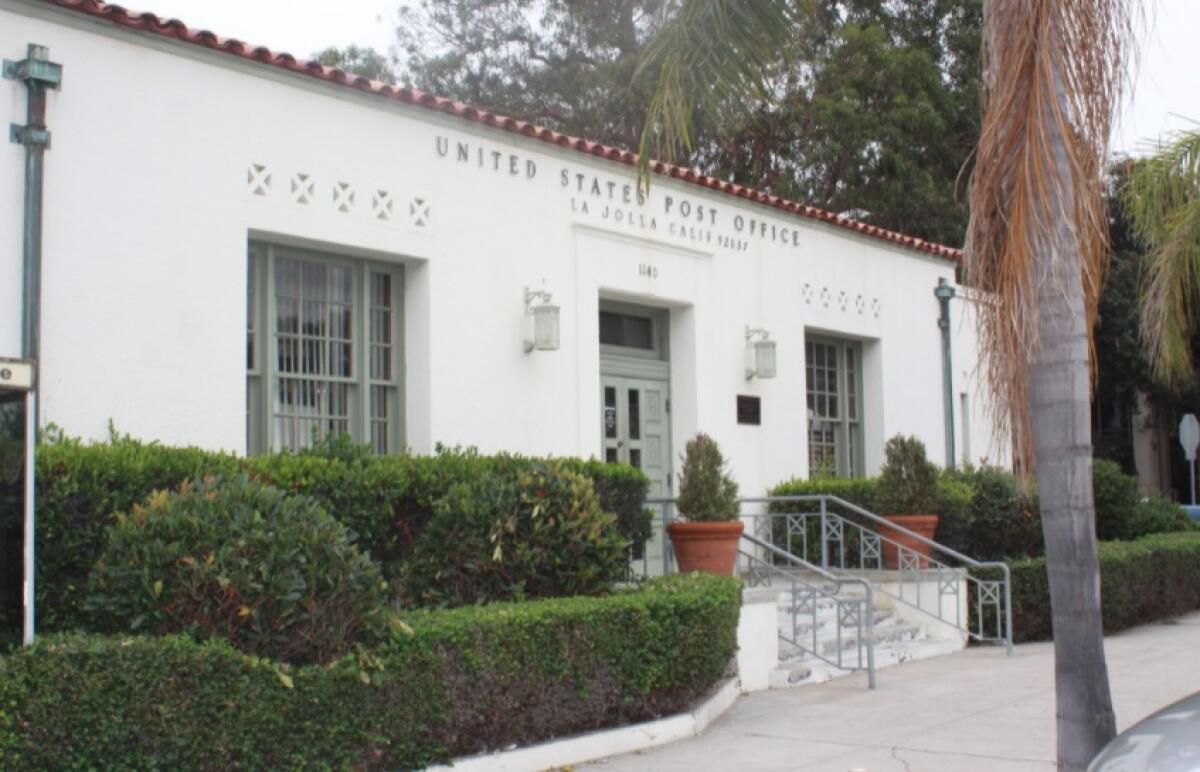 The La Jolla Main Post Office at 1140 Wall St., pictured in 2017