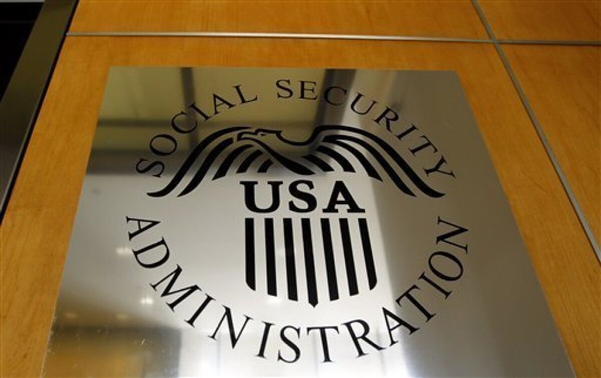 A sign for the Social Security Administration is seen in Los Angeles, Friday, July 29, 2011. 