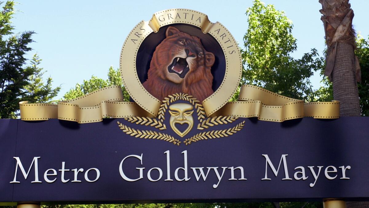 The entrance of the Metro-Goldwyn-Mayer offices in Santa Monica offices. MGM is among smaller media companies that are considered prime targets for acquisition.