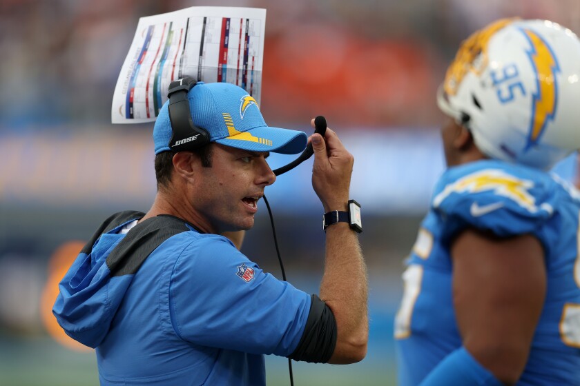 Head coach Brandon Staley of the Los Angeles Chargers.