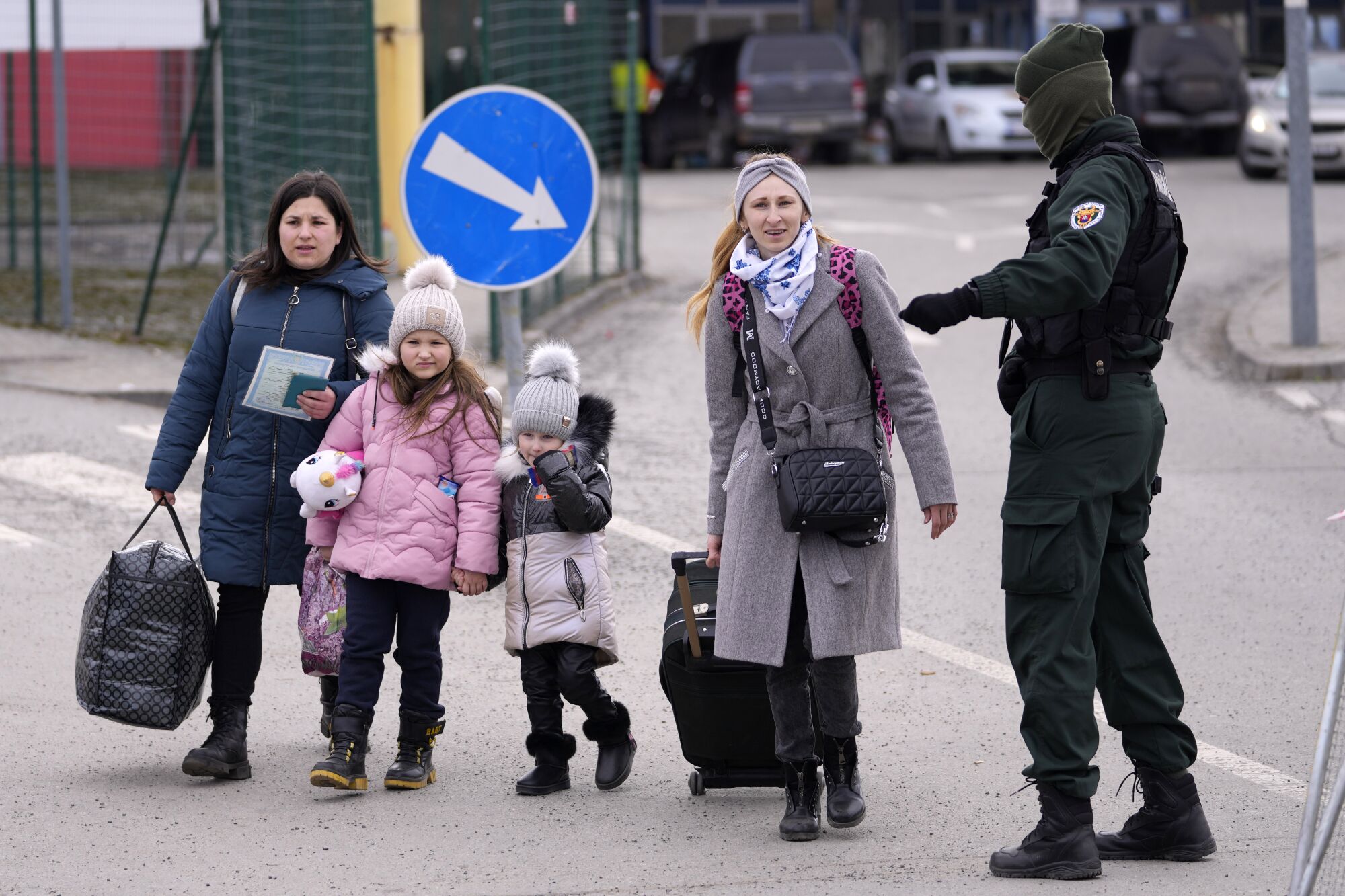 Refugees arrive from Ukraine at the border crossing Vysne Nemecke, Slovakia