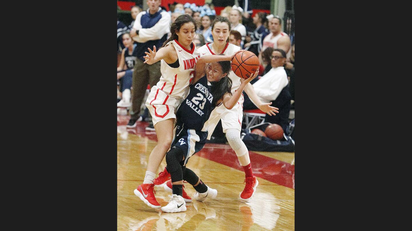 Photo Gallery: Crescenta Valley girls' basketball wins overtime Pacific League game against Burroughs