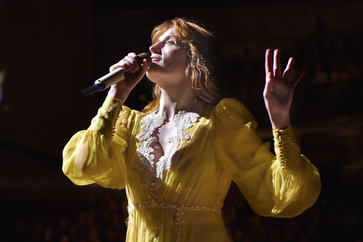 Florence Welch of Florence + The Machine performs during "The High As Hope Tour" in Chicago on Oct 19, 2018. 