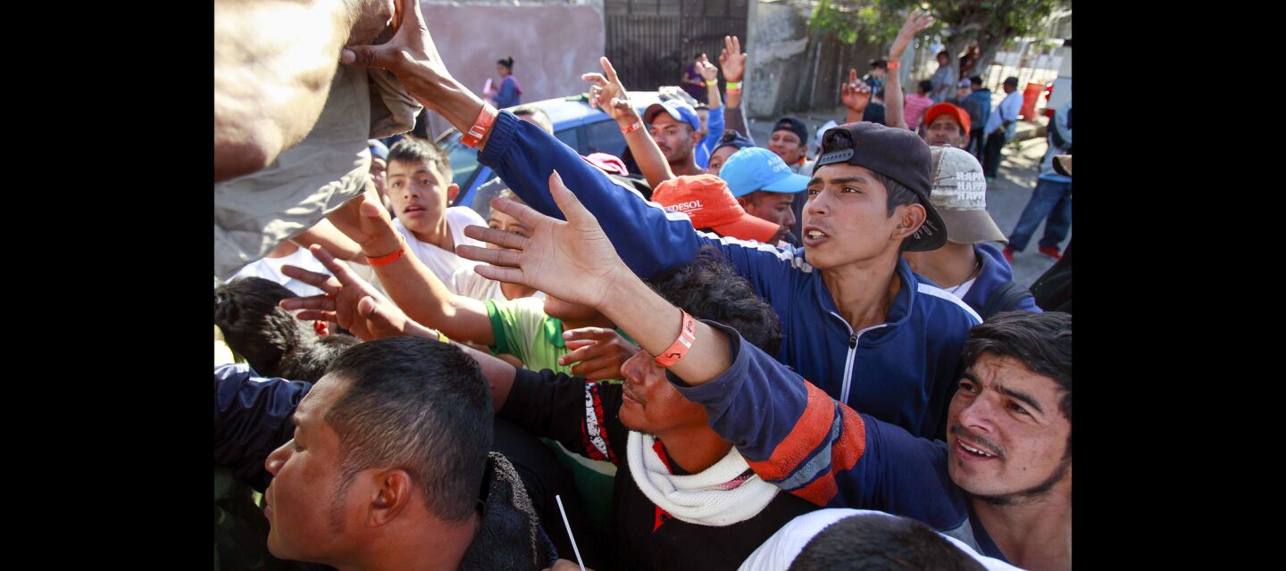 Migrants in Tijuana on Saturday