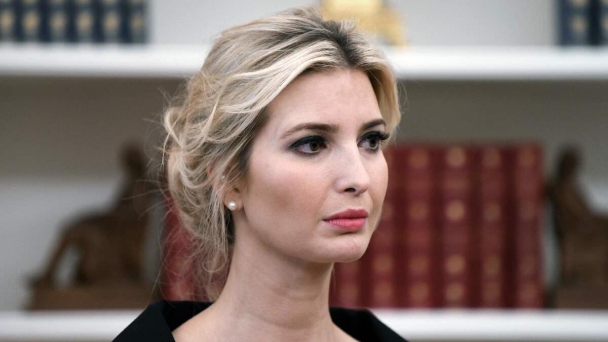 Ivanka Trump, in the Oval Office last month, will be the subject of an investigation.