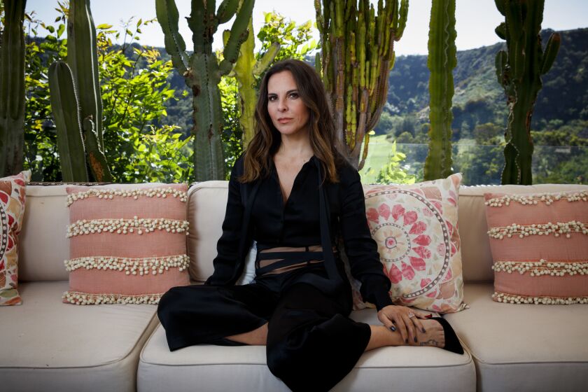LOS ANGELES, CA--MARCH 24, 2017-- Mexican actress Kate Del Castillo, who stars in a new Netflix series "Ingobernable," is photographed at her Los Angeles, CA, home March 24, 2017. Del Castillo, who stars as the first lady of Mexico on the run after her husband, the President, turns up dead, couldn't travel to Mexico for the premier because she's afraid she'll be arrested in connection to her secret El Chapo visit last year with actor and director Sean Penn, who interviewed the drug lord for Rolling Stone. (Jay L. Clendenin / Los Angeles Times)