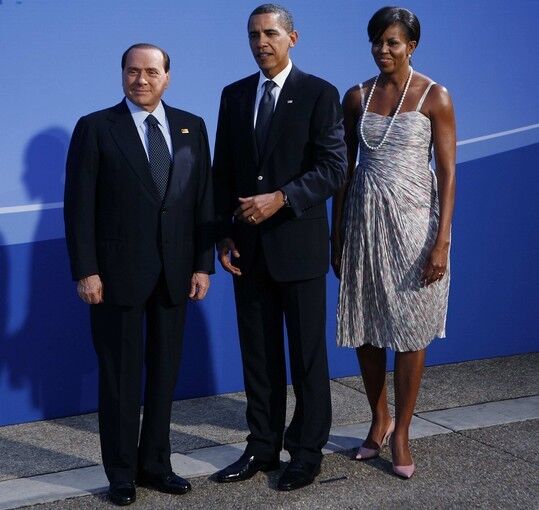 The Obamas -- she in Thakoon -- welcome Italy's Prime Minister Silvio Berlusconi as he arrives for the G-20 summit dinner in Pittsburgh in September 2009.