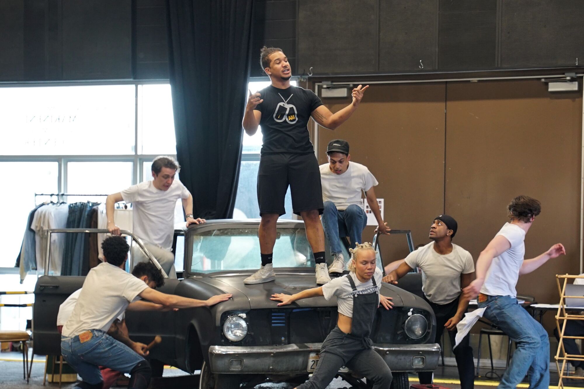 Actors playing the Greasers gang rehearse a scene for "The Outsiders" at La Jolla Playhouse.