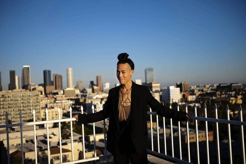 Wu Tsang, a Los Angeles filmmaker and performance artist, is photographed on a rooftop near MacArtur Park.