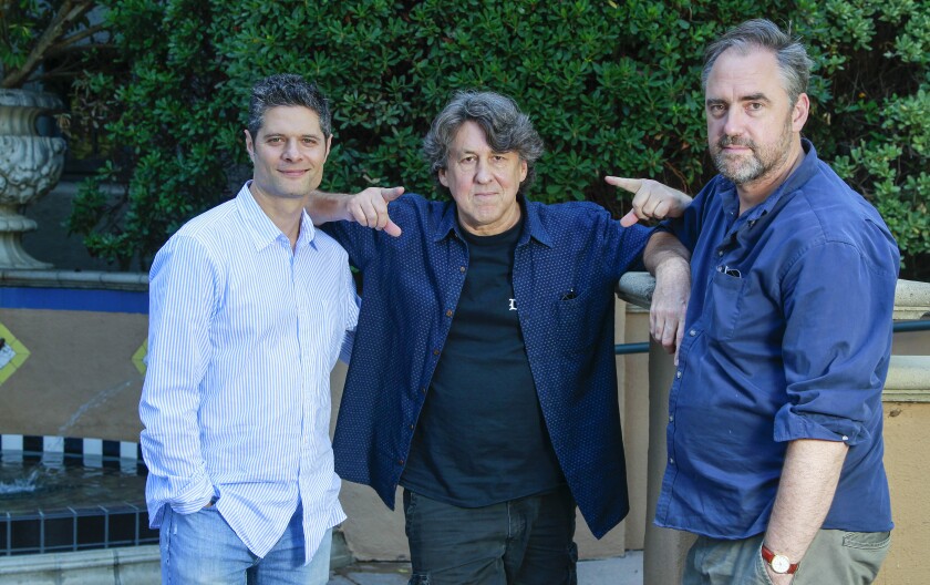 “I told the actors: Ask me anything, because I could give you more than you ever saw in the movie,” said Cameron Crowe, flanked by “Almost Famous” composer Tom Kitt, left, and director Jeremy Herrin.