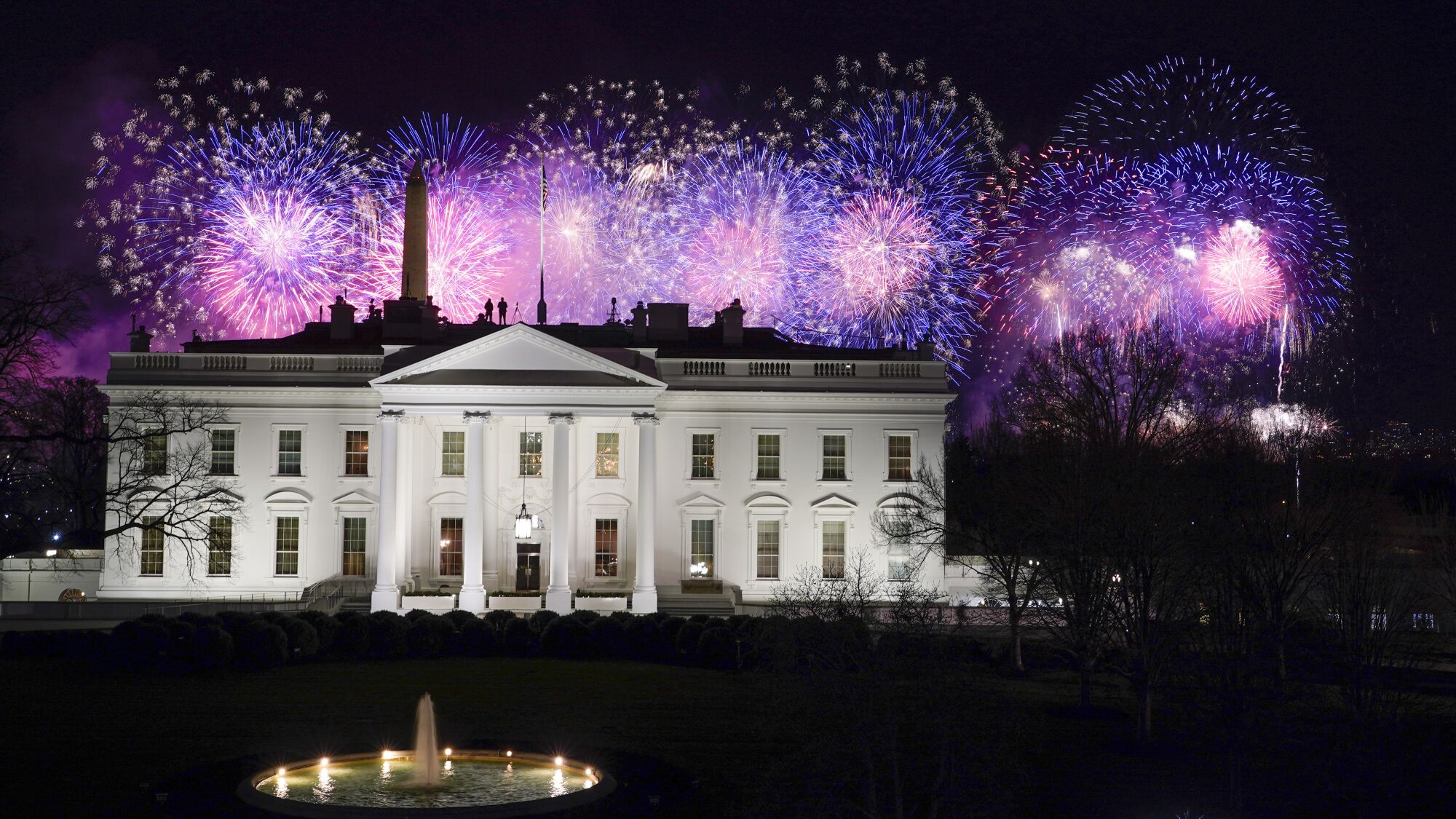 Fireworks are displayed over the White House as part of Inauguration Day ceremonies.