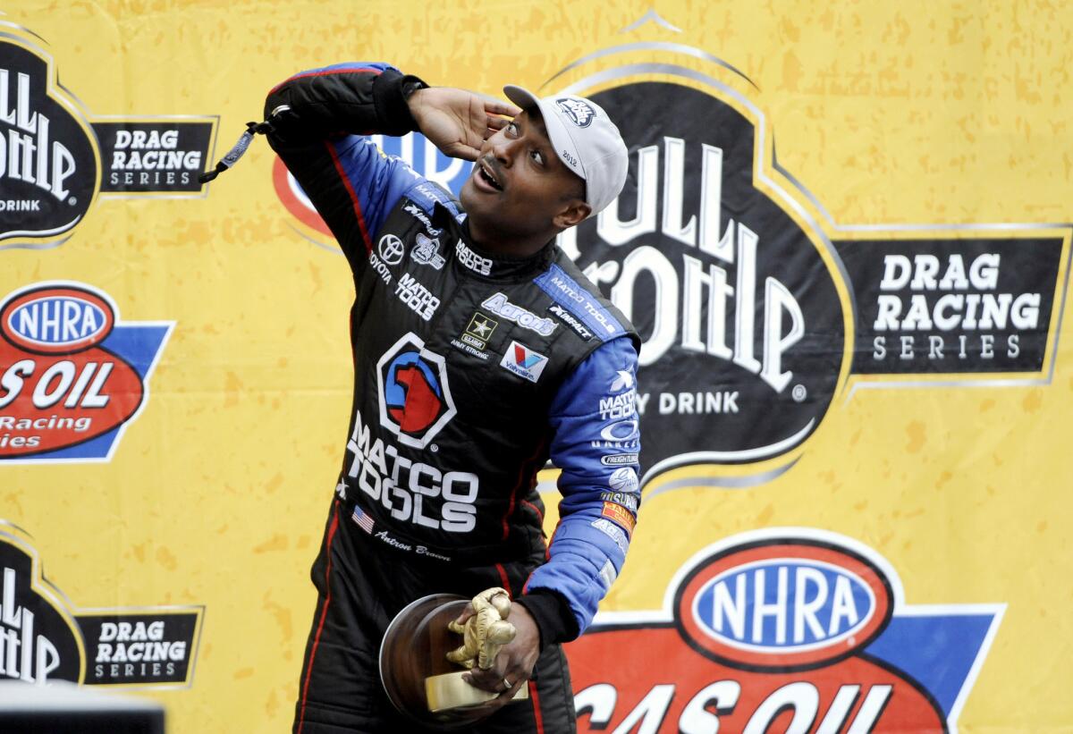 Antron Brown leads the point standings in the NHRA's top-fuel class.