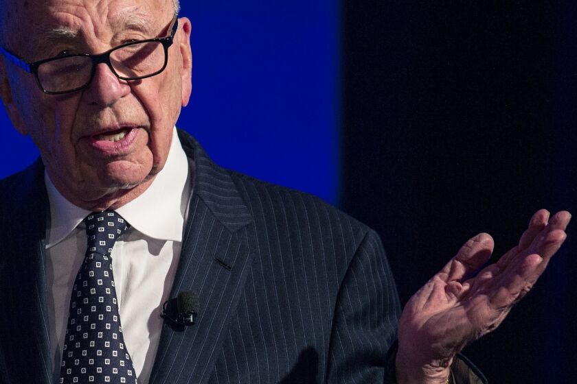 Rupert Murdoch, seen here at The Wall Street Journal CEO Council in Washington, D.C., is expected to relinquish his chief executive role at Fox but remain actively involved in the company. Shares of the media company fell Thursday as the succession plan for Murdoch began to become more clear.