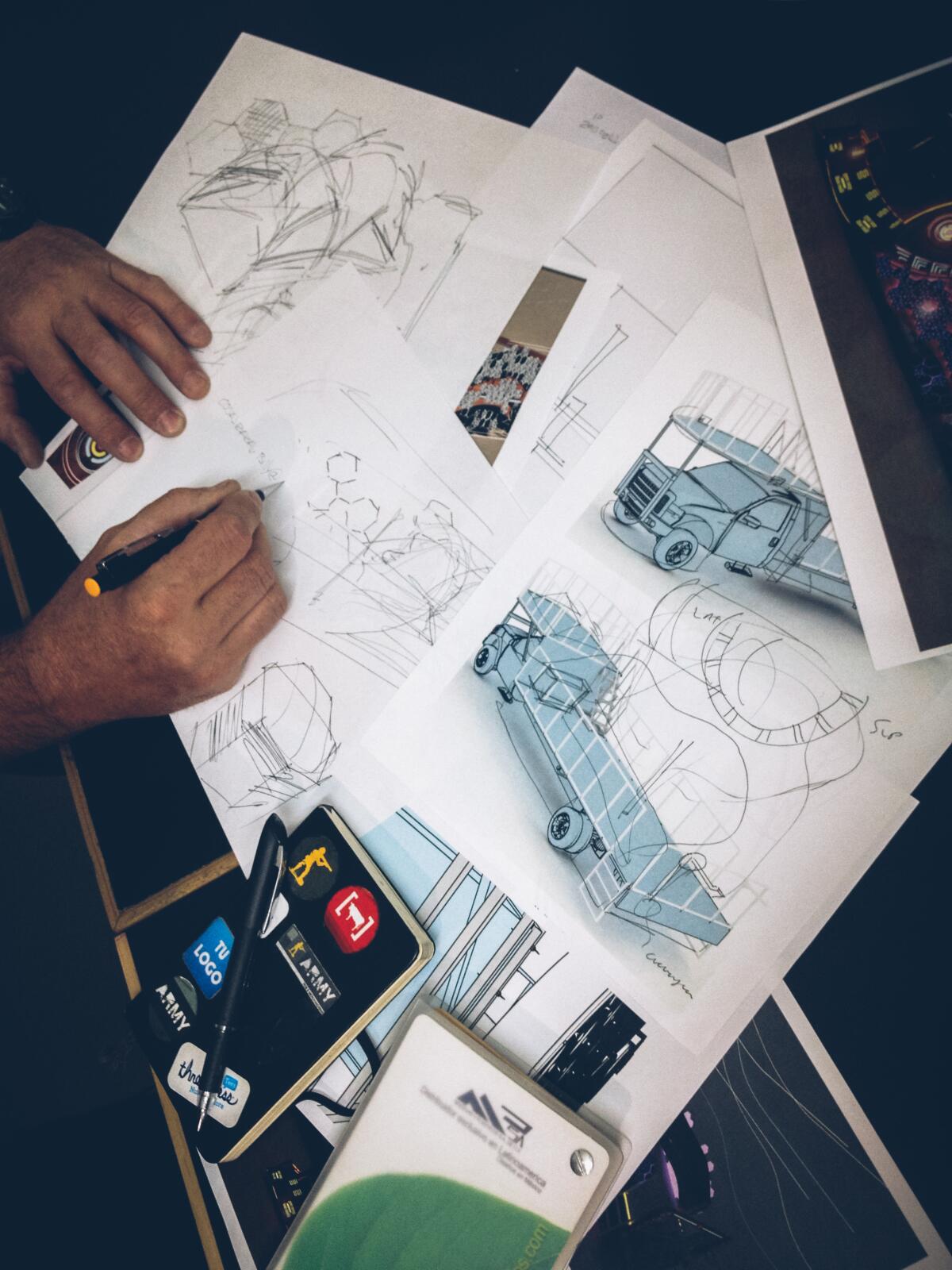 Designs for the new Mayan Warrior art car.