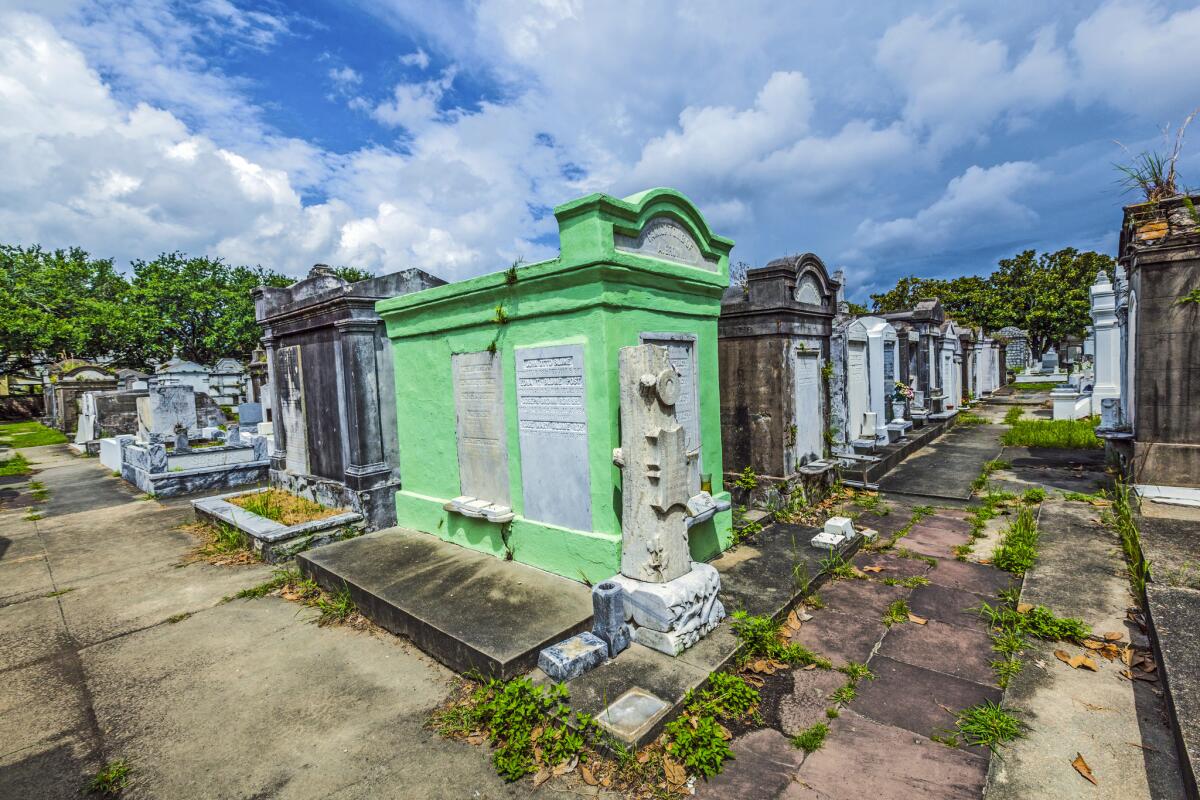 Lafayette cemetery with historic grave stones in New Orleans.