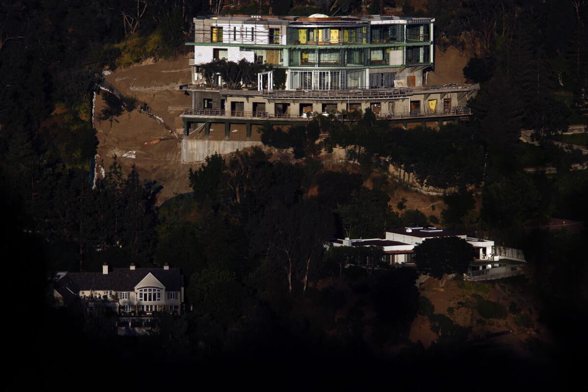 The unfinished mansion on Strada Vecchia Road as seen in 2017. Parts of the Bel-Air home have since been torn down in an effort to bring the home in line with city codes.