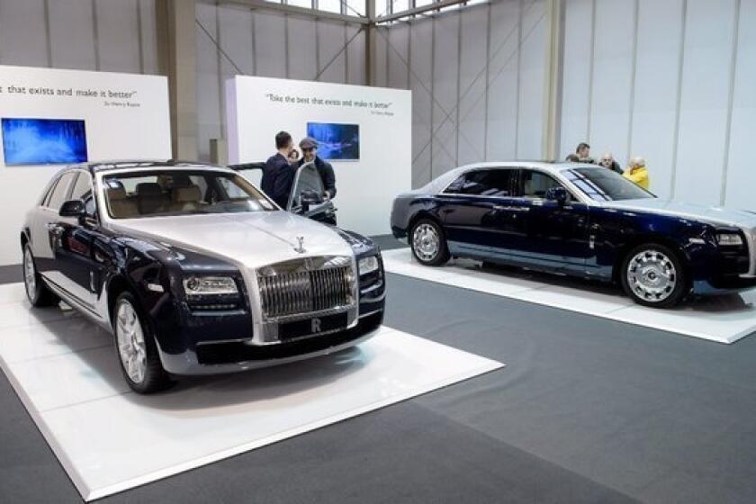 The Rolls-Royce Ghost car was on display at the Poznan International Motor Show in Poznan, Poland. U.S. regulators say that 10 of the cars have been recalled because they got the wheel size wrong on the tire labels.