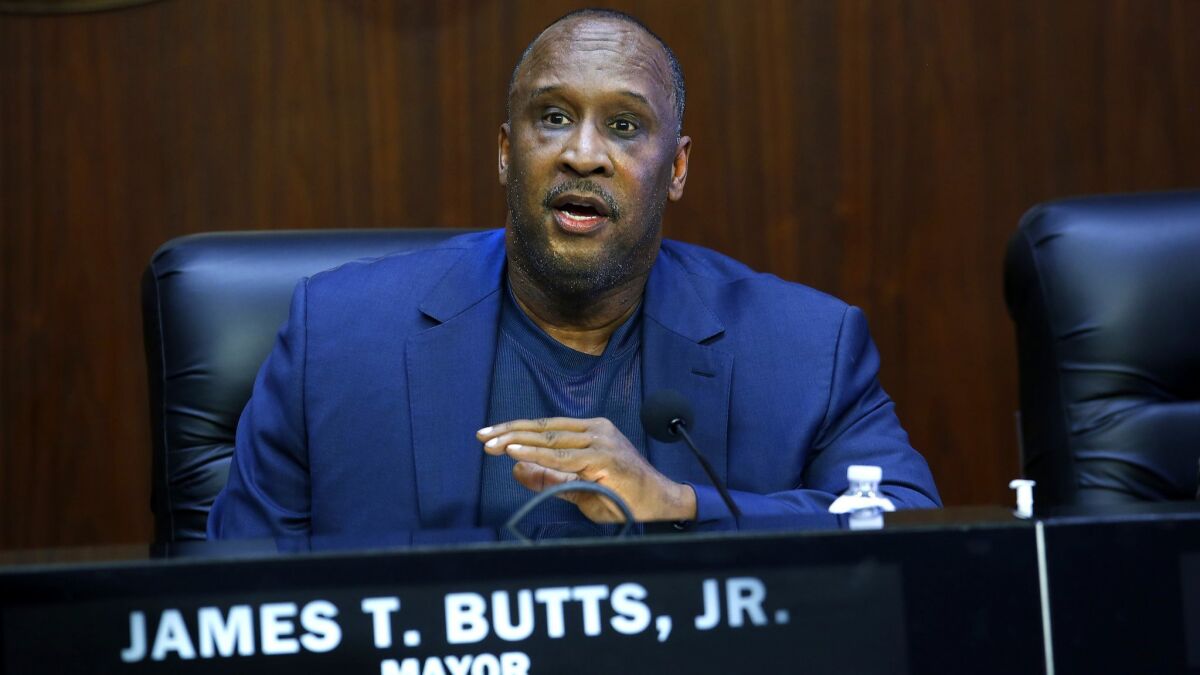 Inglewood Mayor James T. Butts Jr. at a City Council in September. He defend a city decision to destroy old police records.