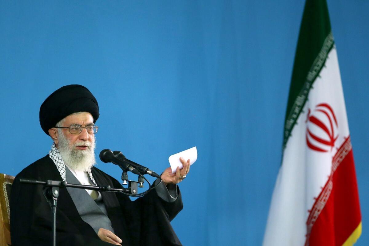 Iran's supreme leader, Ayatollah Ali Khamenei, insists that any nuclear agreement must commit the United States and other countries to lift all economic sanctions from Iran immediately.