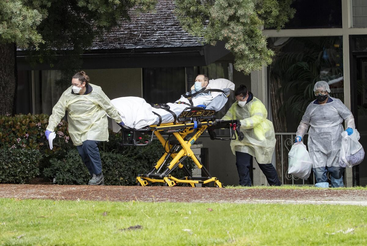 Patients are moved from the Magnolia Rehabilitation and Nursing Center in Riverside