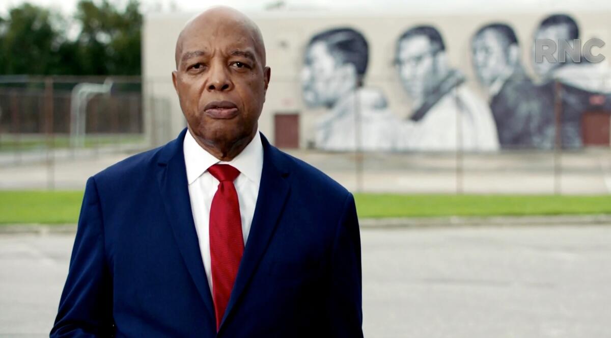 Civil rights activist Clarence Henderson addresses the virtual RNC on Wednesday. 