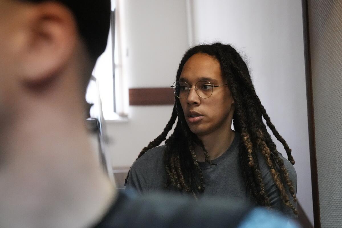 Brittney Griner arrives in a Moscow courtroom.