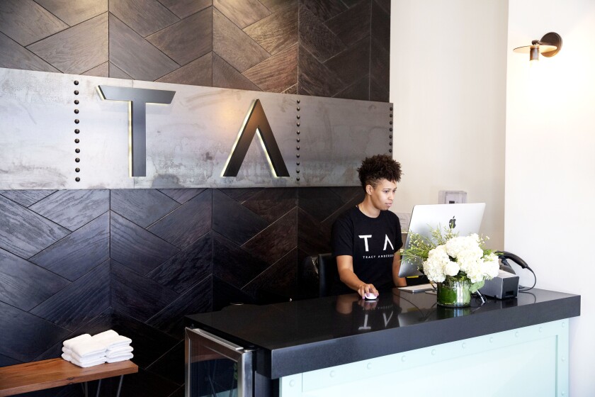 Not only is there a newly designed reception area, client consultation office and trainer lounge, but the classroom features a new sound system, a carefully calibrated heat and humidity system and the latest iteration of Anderson’s trademark spring-loaded Super-G Floor.