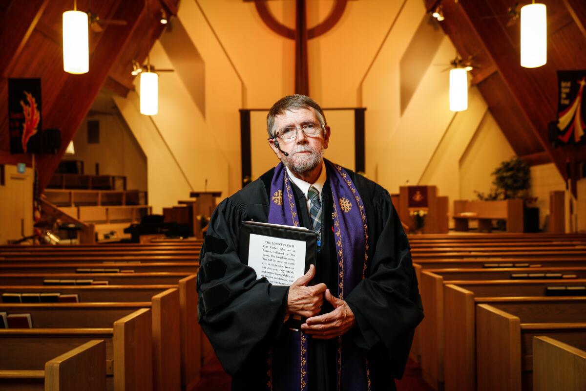 The Rev. Dwight Blackstock serves as interim pastor at Aurora First Presbyterian Church. Twenty years ago, he spoke at the funeral for Daniel Rohrbough, 15, and thought Columbine would be the last event of its kind: “I proved to be naive in that thinking."