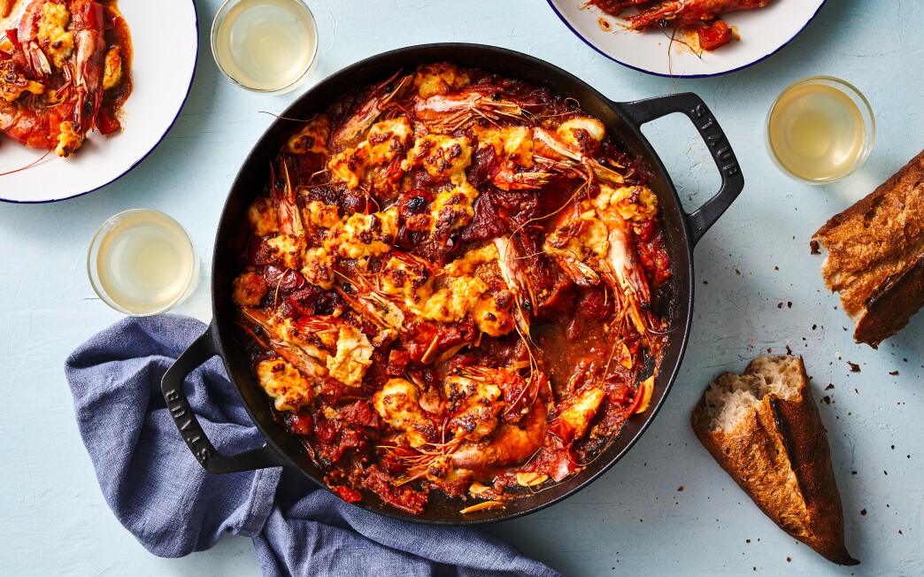 Halloumi and Shrimp Saganaki.