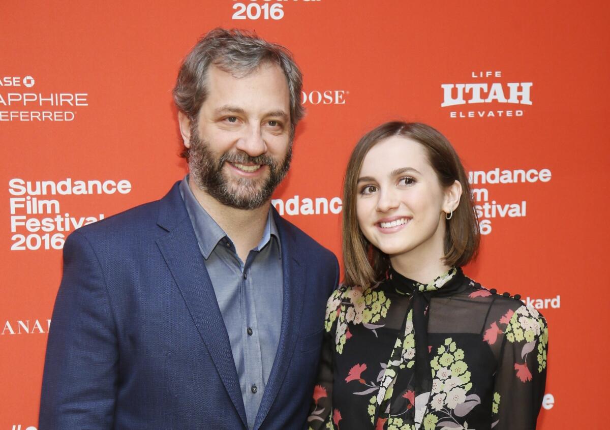 Actress Maude Apatow, right, and her father, Judd Apatow, at the premiere of "Other People" at the Sundance Film Festival. 