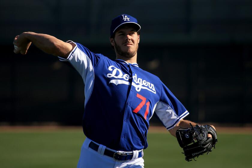 Pitcher Josh Ravin was called up by the Dodgers to be available to face the Rockies.
