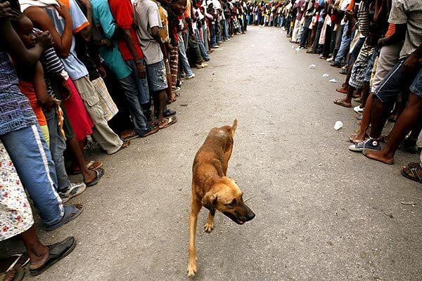 Queue for food