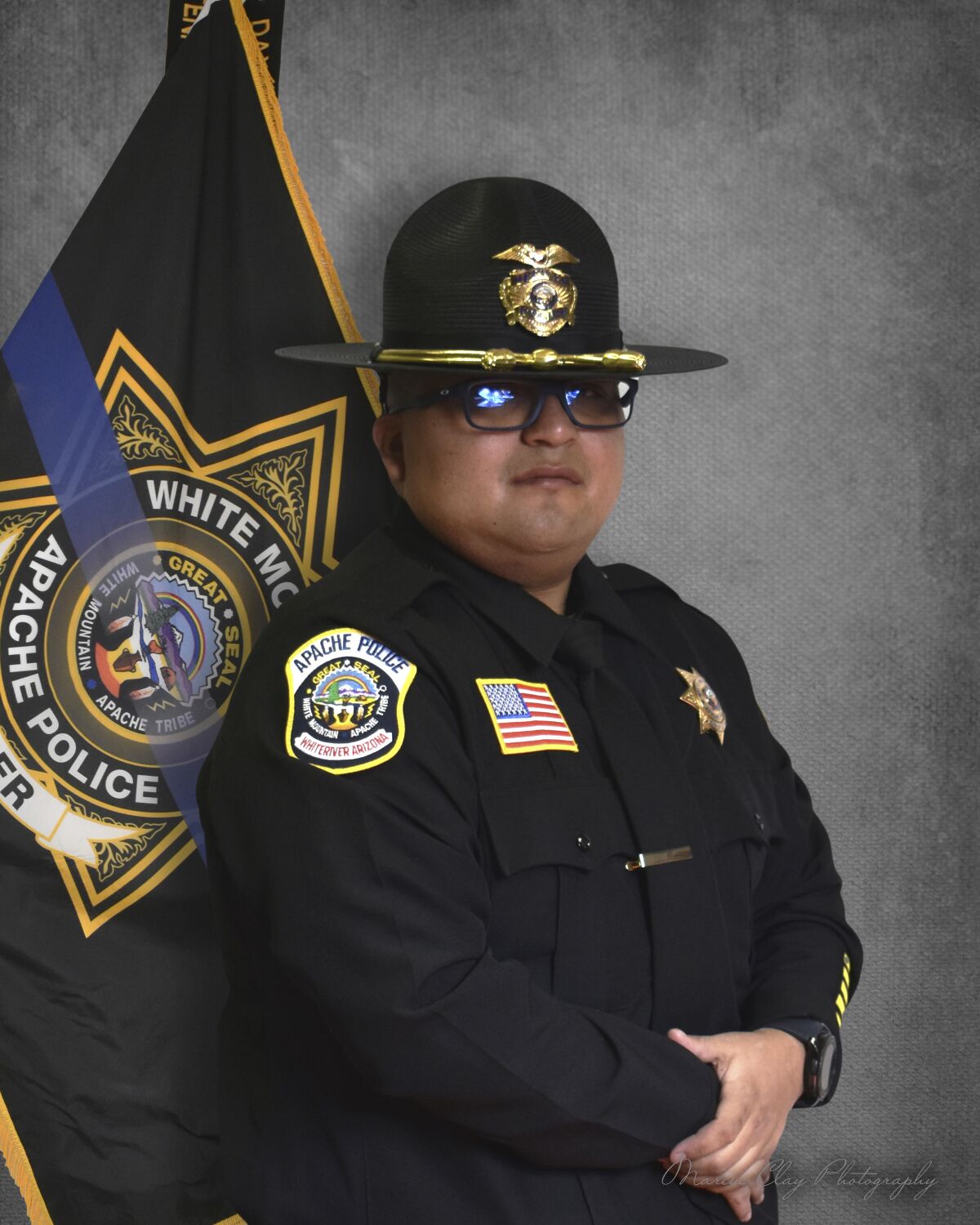 This undated photo provided by the Navajo County Sheriff's Office shows Officer Adrian Lopez. Adrian Lopez Sr., 35, was identified Friday, June 3, 2022, as the White Mountain Apache Police officer shot and killed during a traffic stop Thursday night in the town of Whiteriver on the Fort Apache Indian Reservation. The suspect was killed and another officer wounded in a subsequent shootout. (Navajo County Sheriff's Office via The AP)