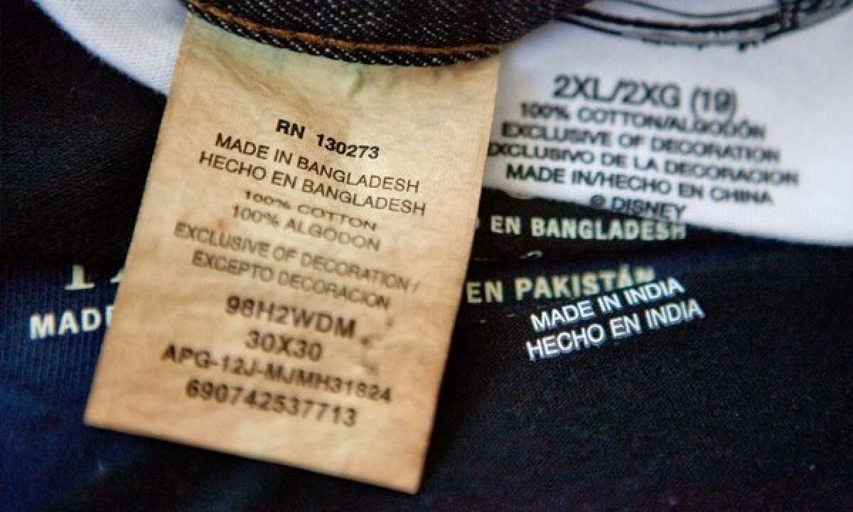 The collapse of a garment factory in Bangladesh has sparked demands for greater scrutiny of the global clothing industry. Above, labels of garments made in Bangladesh, India, China and Pakistan.