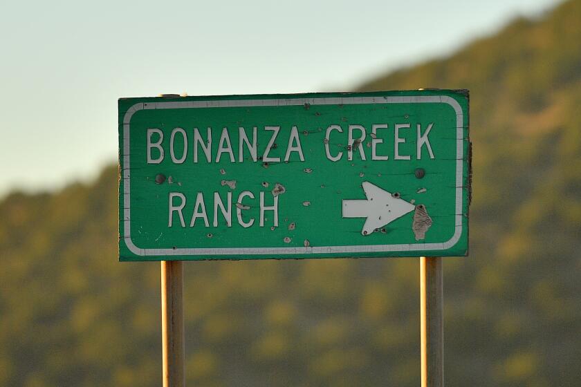 SANTA FE, NEW MEXICO - OCTOBER 22: A sign points to the direction of the Bonanza Creek Ranch where a fatal shooting occurred on a movie set on October 22, 2021 in Santa Fe, New Mexico. Director of Photography Halyna Hutchins was killed and director Joel Souza was injured on set while filming the movie "Rust" at Bonanza Creek Ranch near Santa Fe, New Mexico on October 21, 2021. The film's star and producer Alec Baldwin discharged a prop firearm that hit Hutchins and Souza. (Photo by Sam Wasson/Getty Images)