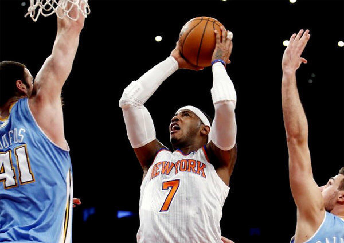 Carmelo Anthony scored 34 points against his former team on Sunday night.