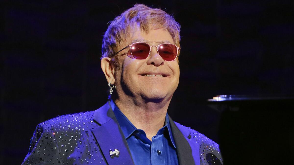 Elton John performed March 2 at a fundraiser for Hillary Clinton.