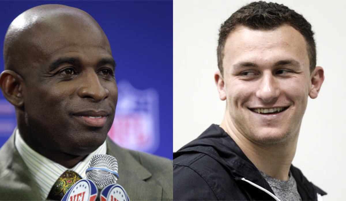 NFL Network analyst Deion Sanders, left, recently said that former Texas A&M quarterback Johnny Manziel has "ghetto tendencies."