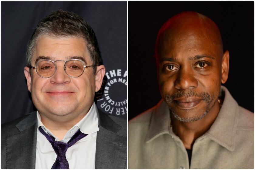 Patton Oswalt and Dave Chappelle are shown in separate photos