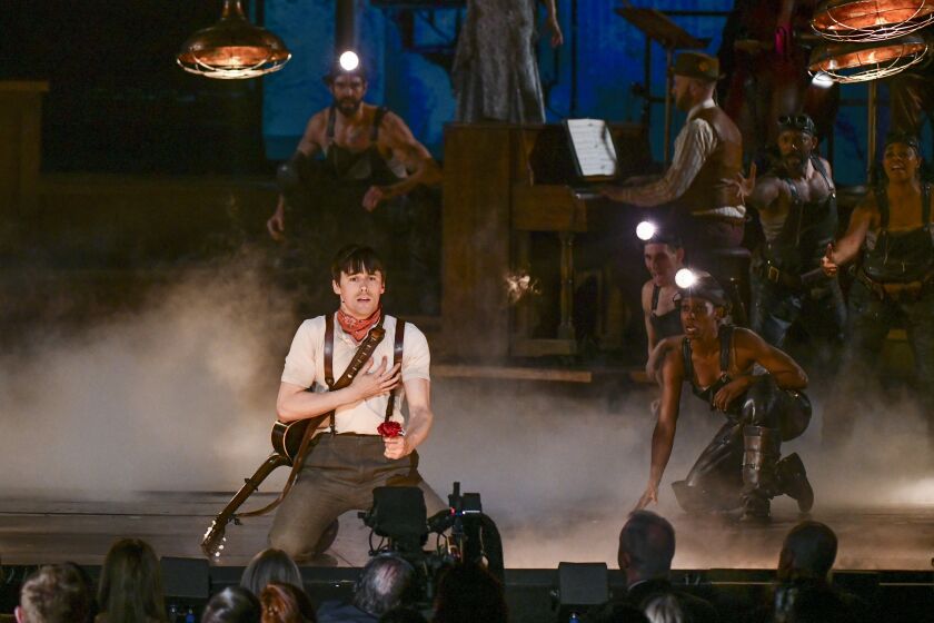 Reeve Carney, of the cast of "Hadestown" performs at the 73rd annual Tony Awards at Radio City Music Hall on Sunday, June 9, 2019, in New York. (Photo by Charles Sykes/Invision/AP)