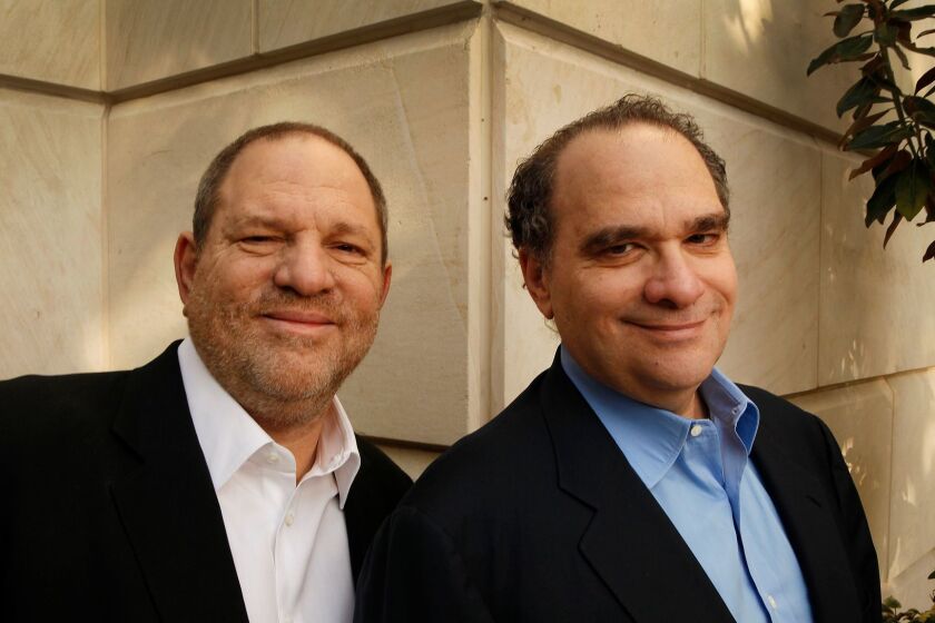 BEVERLY HILLS, CA FEBRUARY 24, 2012 -- Harvey and Bob Weinstein, (Left to Right) photographed at the Peninsula Hotel in Beverly Hills on Friday, February 24, 2012 before the upcoming 84th Academy Awards on Sunday. (Al Seib / Los Angeles Times)