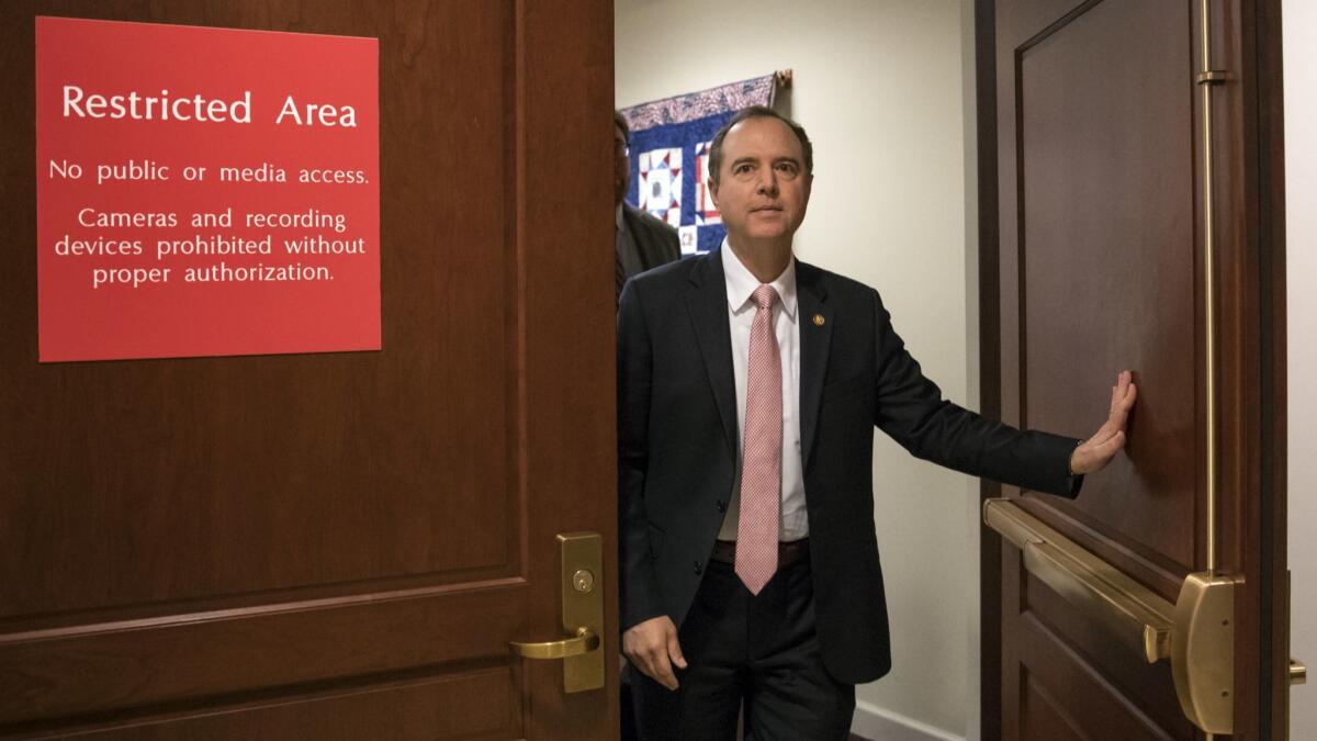 Rep. Adam B. Schiff (D-Burbank) is poised to become chairman of the House Intelligence Committee.
