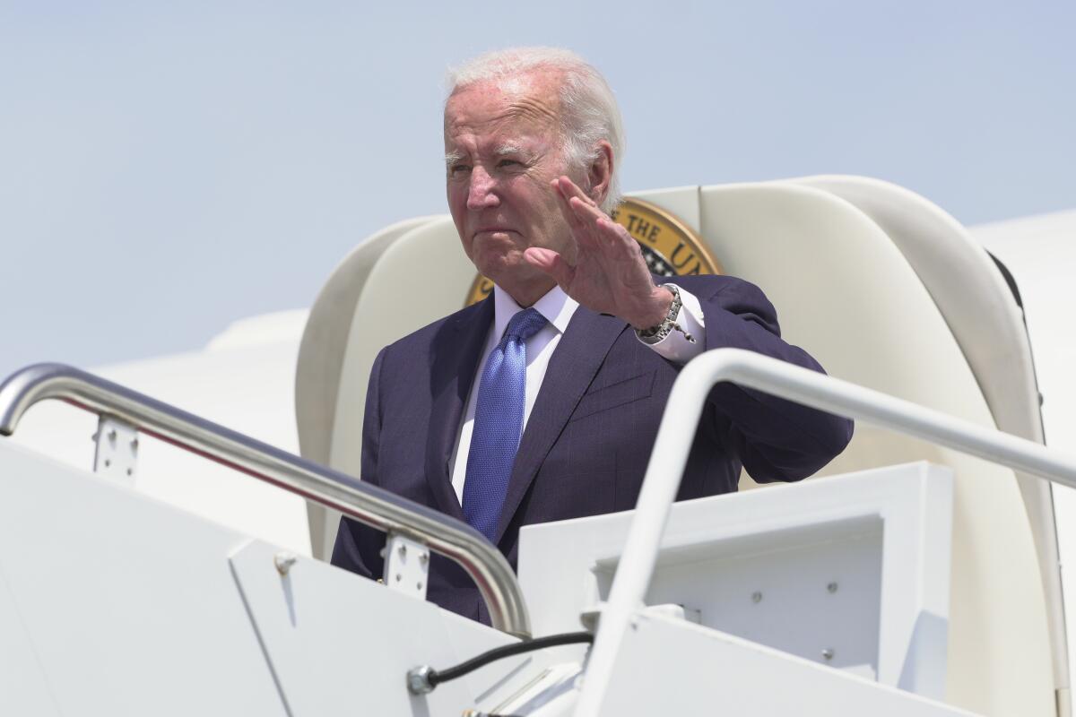 President Biden arriving at Joint Base Andrews in Maryland on Tuesday.