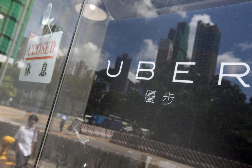 The Hong Kong office of Uber, the car-hailing app service.