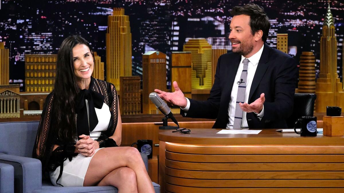 Actress Demi Moore visits "The Tonight Show Starring Jimmy Fallon" on June 12.