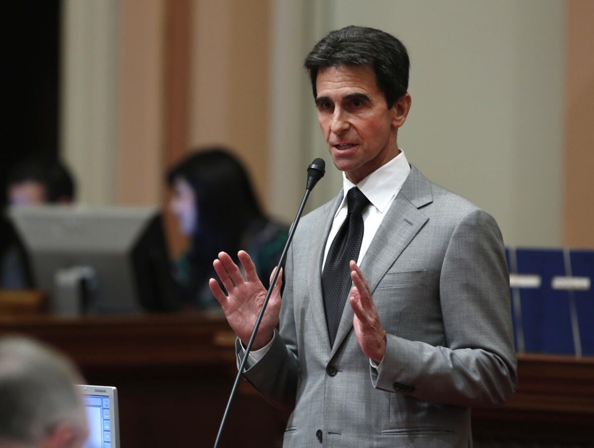 State Sen. Mark Leno (D-San Francisco), pictured during a recent floor debate, has proposed raising the state minimum wage to $13 per hour by 2017.