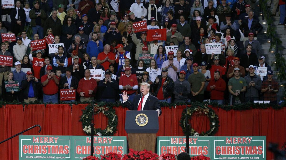 President Trump speaks during a campaign-style rally in Pensacola, Fla., on Dec. 8.