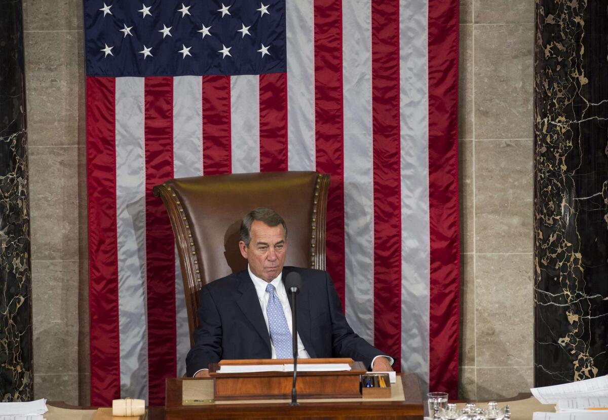 Rep. John A. Boehner (R-Ohio) sits in the House speaker's chair for the final time Thursday.