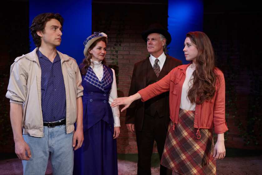 From left, Hunter Saling, Jacquelyn Ritz, Martin Kildare and Rachel Weck in North Coast Repertory Theatre's production of "Bloomsday."